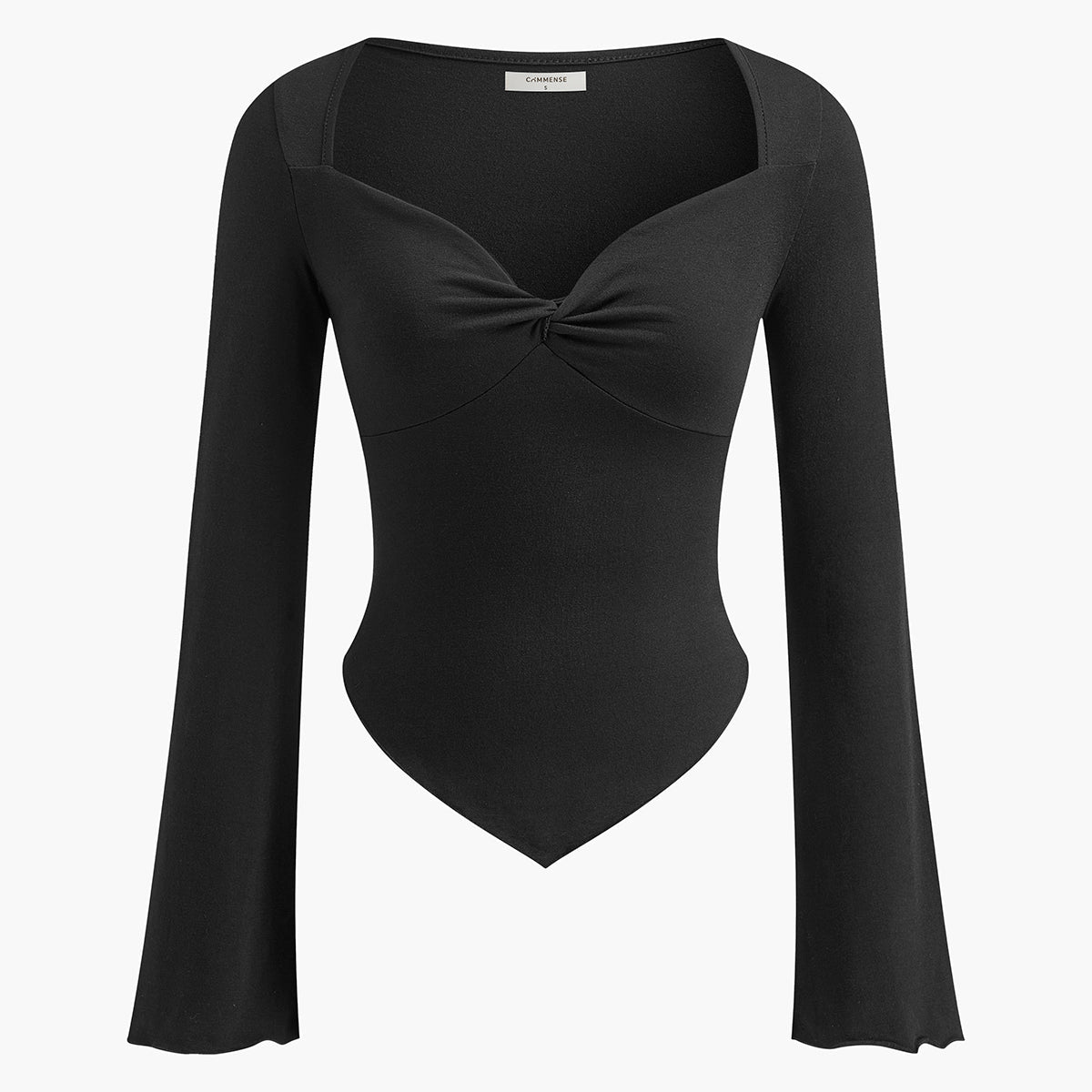 Asimetrik Kalp Yaka Bağlamalı Jarse Bluz