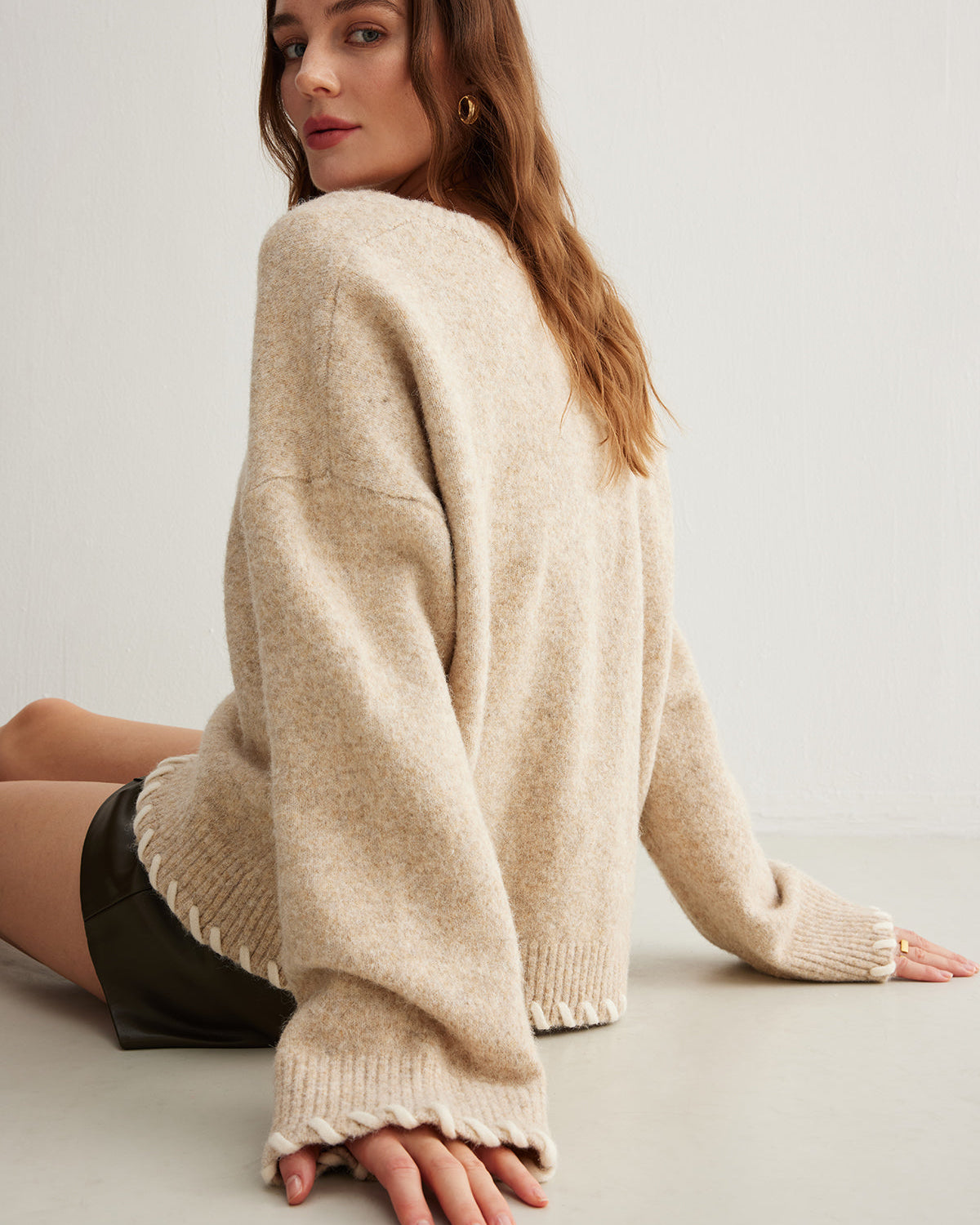 Yün Karışımlı İşlemeli Biyeli Kazak