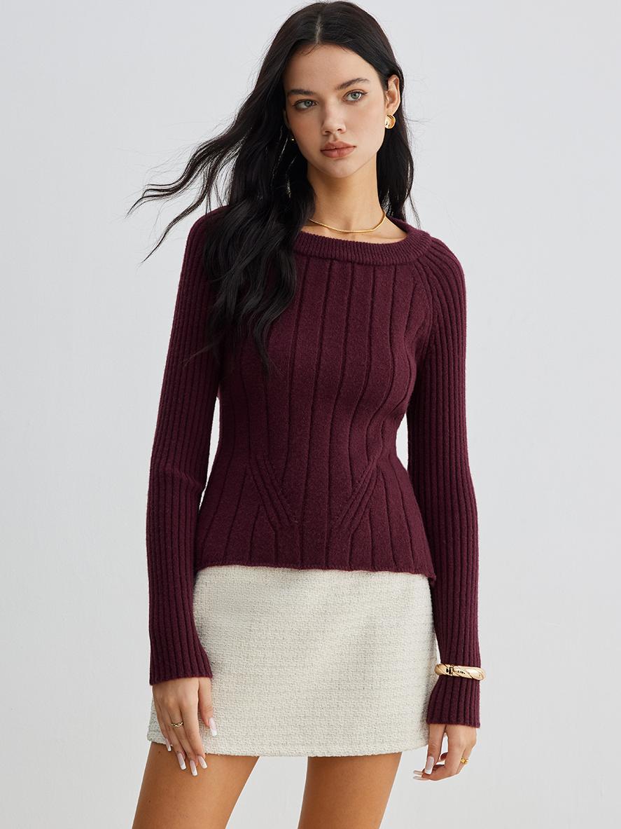 Sırt Dekolteli Bağcıklı Dar Kesim Triko Bluz