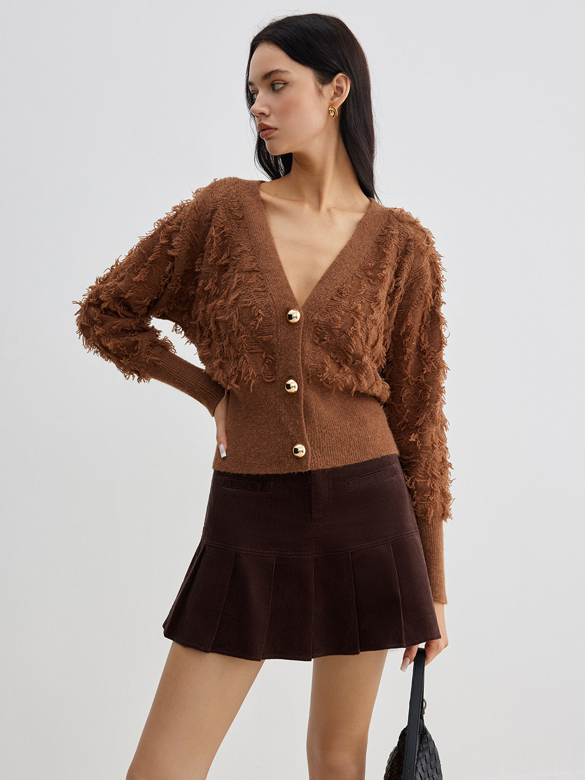 Püsküllü Paça Düğmeli Büzgülü Hırka