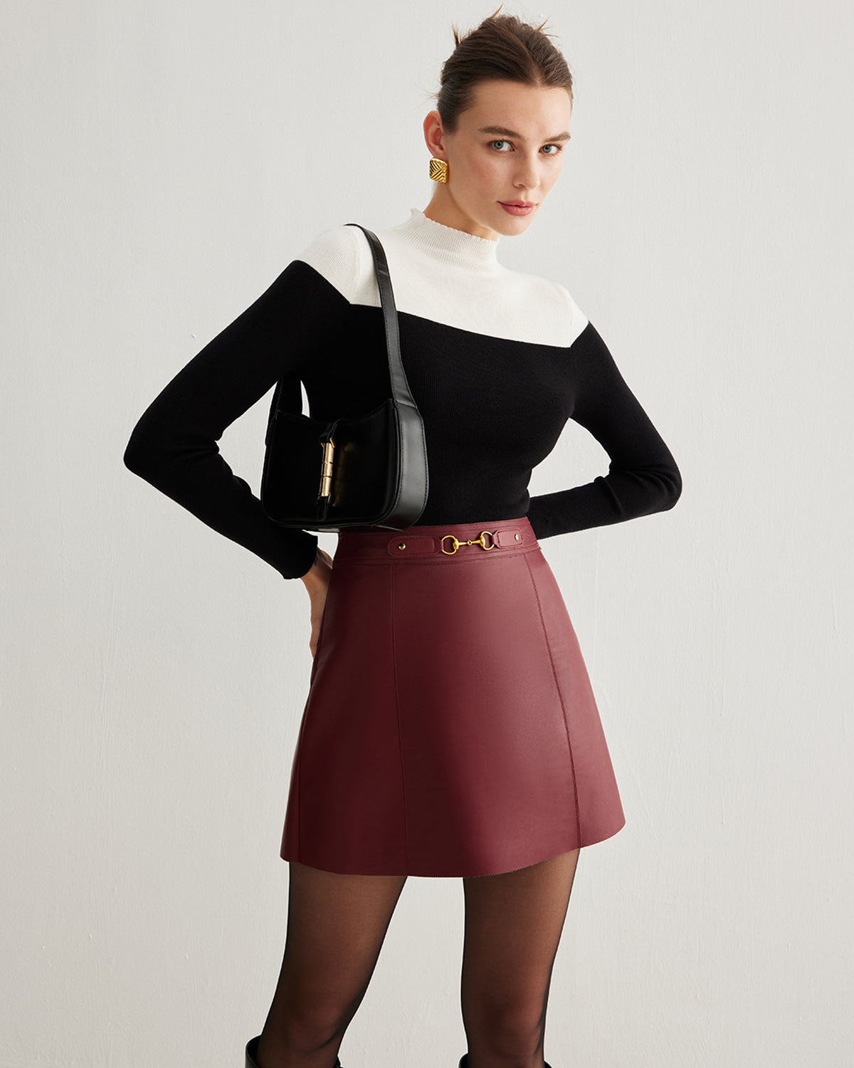 Mıknatıs Kapamalı Suni Deri Etek