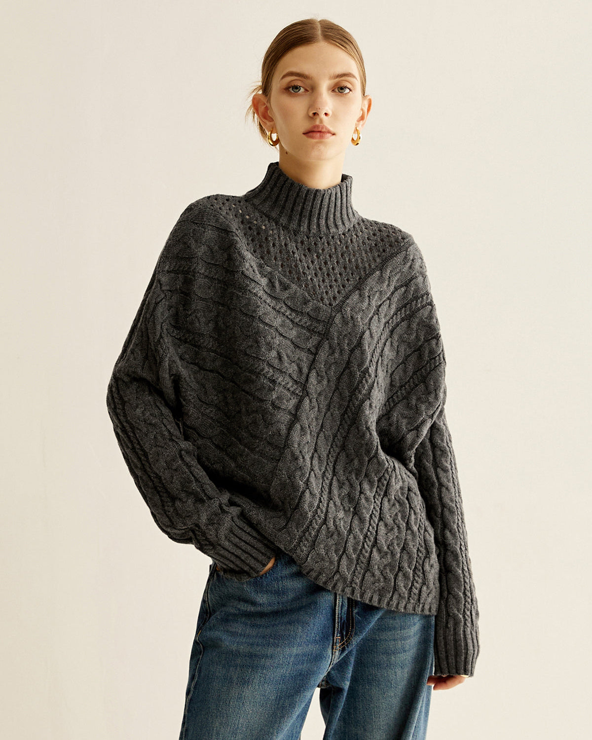 Asimetrik Balıkçı Yaka Kazak