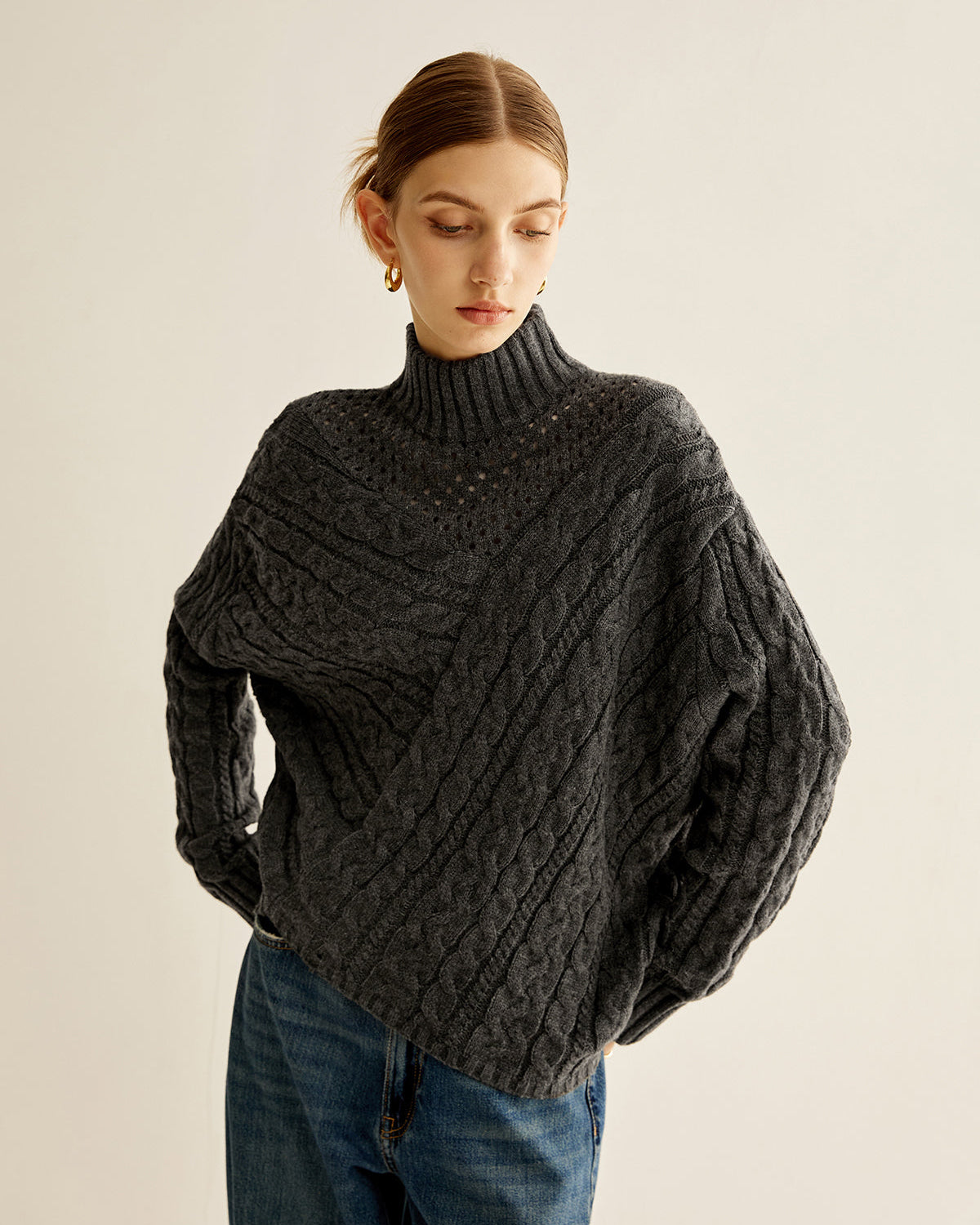 Asimetrik Balıkçı Yaka Kazak