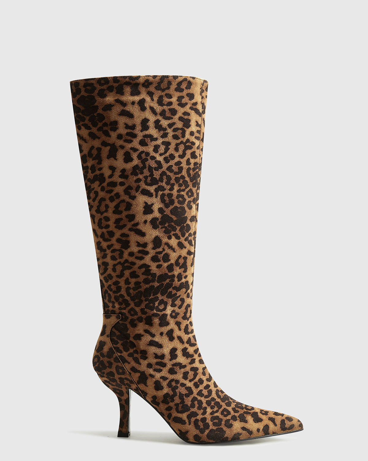 Leopar Desenli Diz Boyu Fermuarlı Çizme