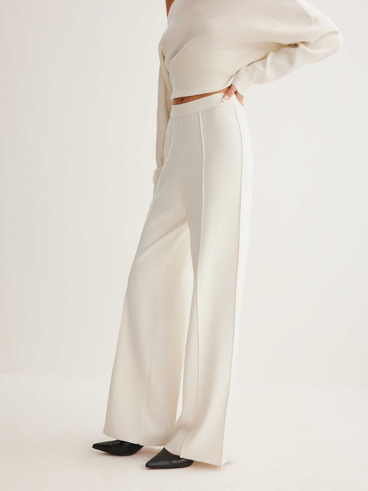 Yün Karışımlı Şeritli Pantolon