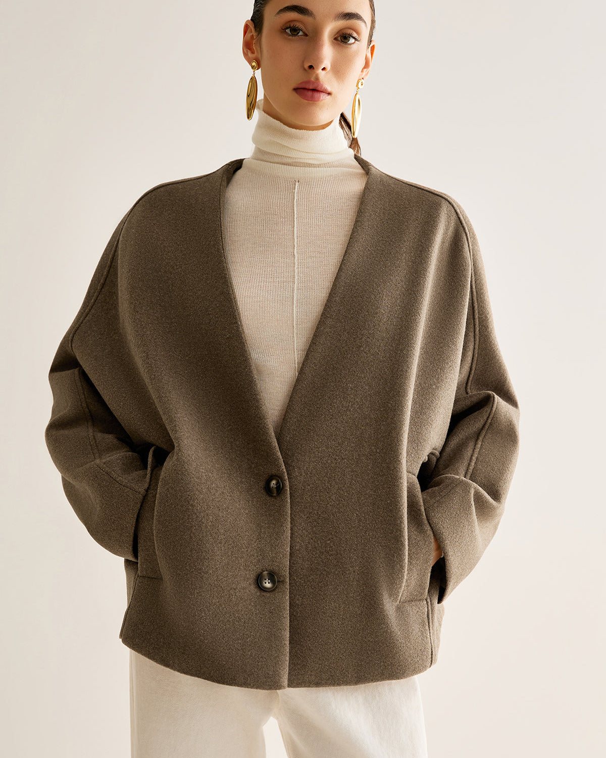 V Yaka Bol Sıcak Ceket