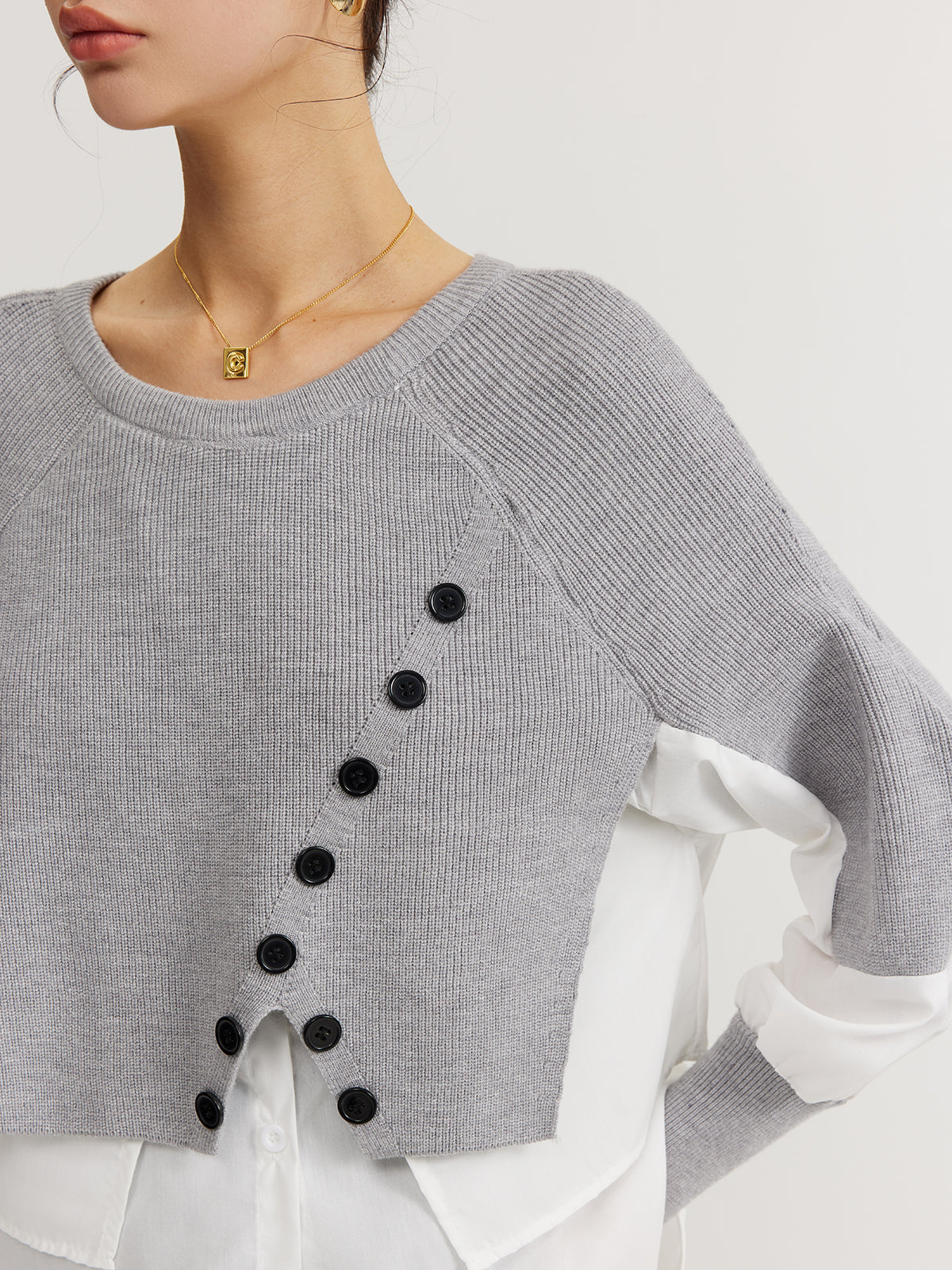 Color Block Panel Örgü Bluz