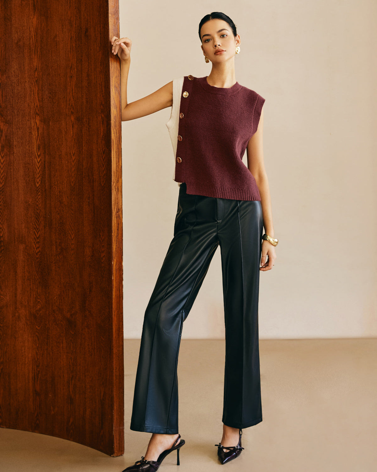 Büyük Boy Renk Bloklu Kazak Yelek