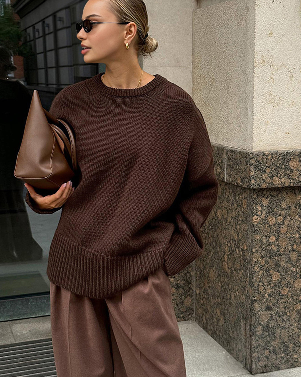 Minimalist Düz Shift Kazak