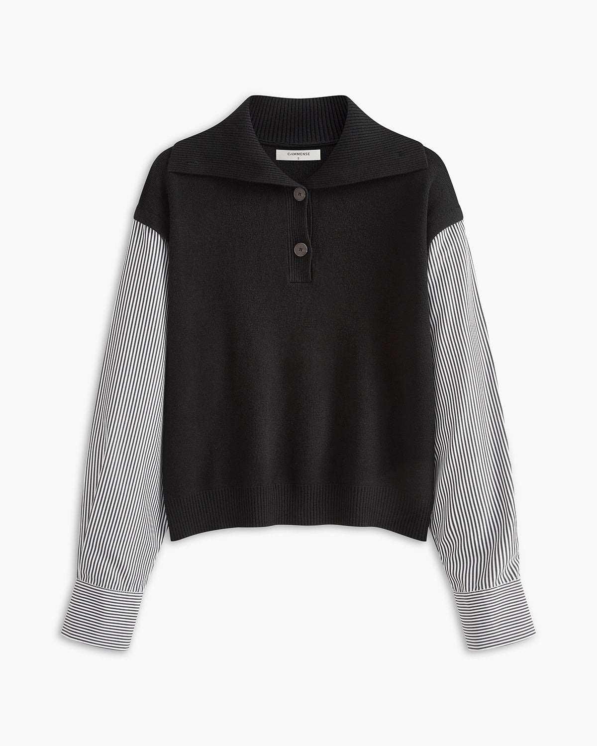 Renk Bloklu Pane Detaylı Yaka Triko Kazak