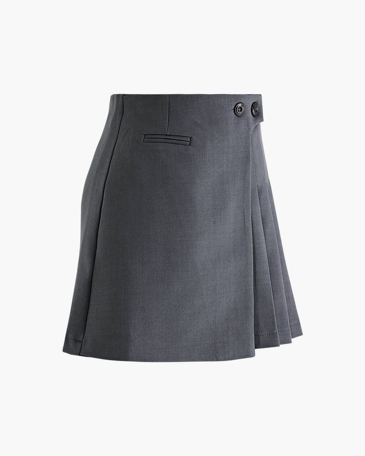 Düğme Fermuar Detaylı Pileli Kumaş Etek