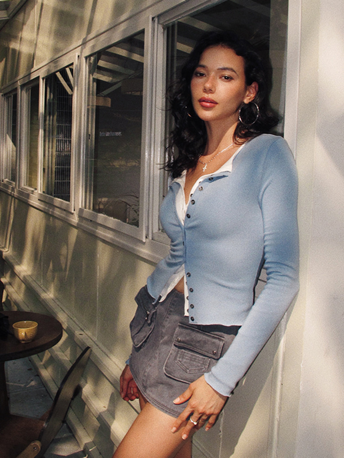 2 in 1 Düğme Detaylı Jersey Bluz