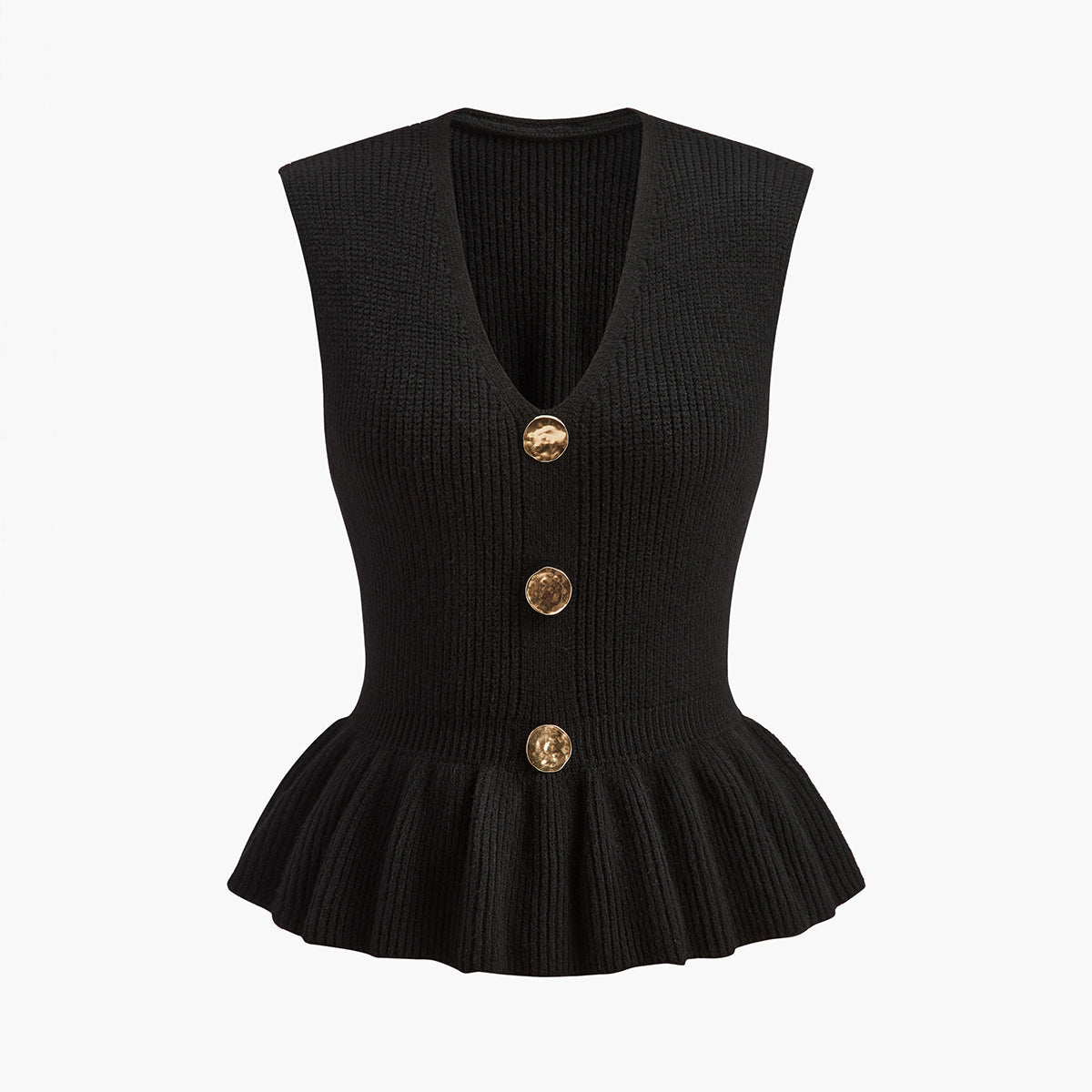 Ribanalı Fırfır Detaylı Triko Yelek