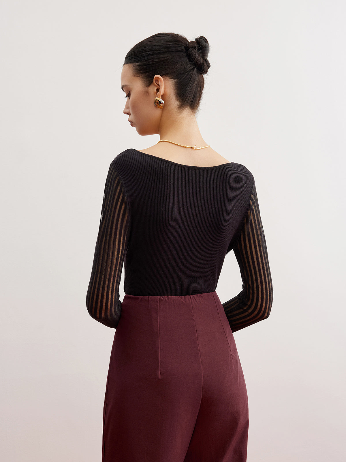 Ribanalı Transparan Kollu Kazak