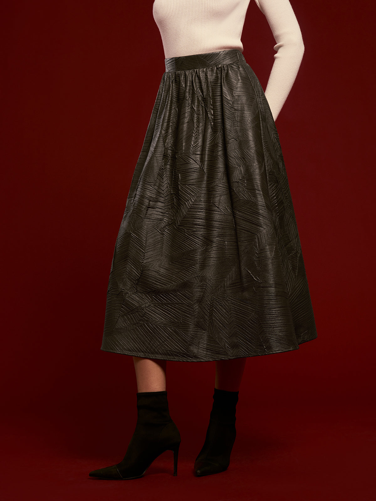 Retro Kemer Detaysız Suni Deri Etek