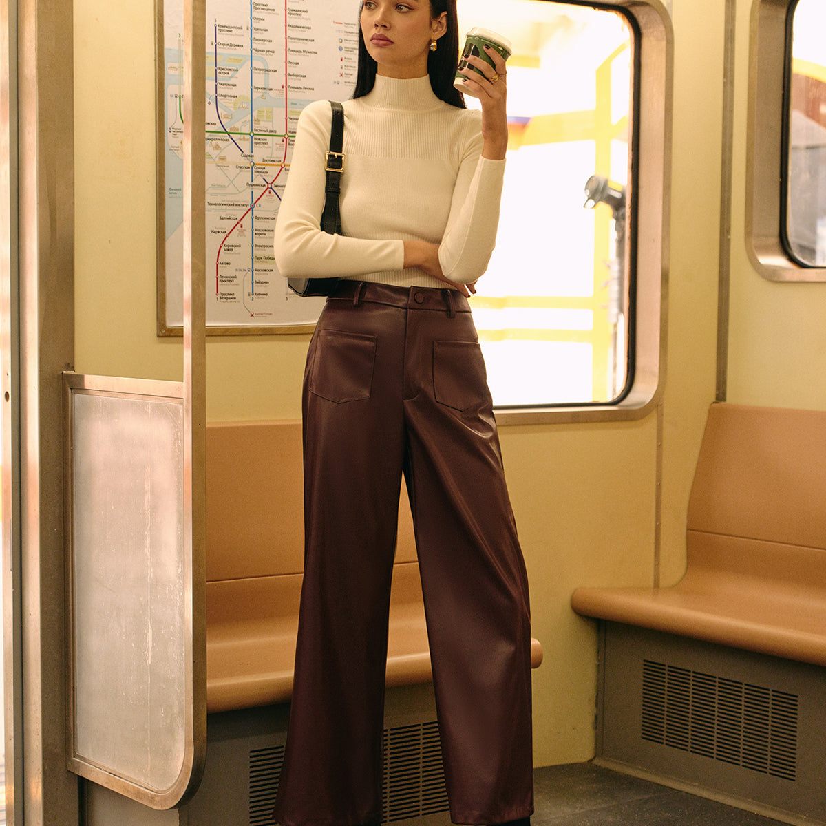 Retro Tarz Suni Deri Pantolon