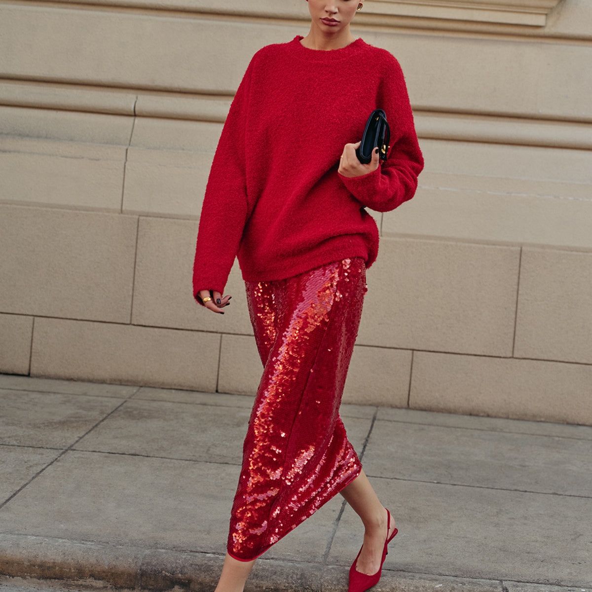 Zarif Düz Payetli Etek