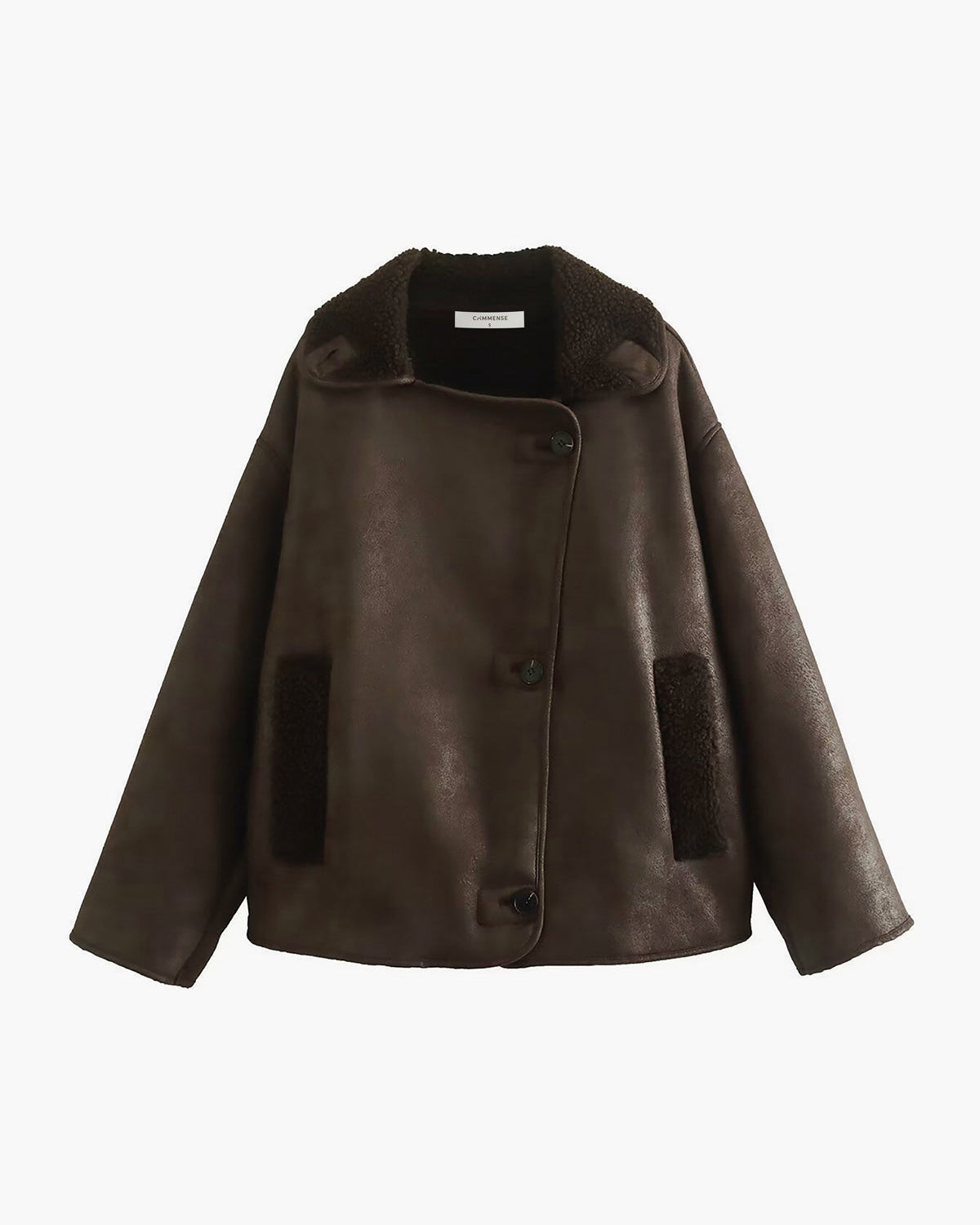 Yaka Suni Deri Sıcak Ceket