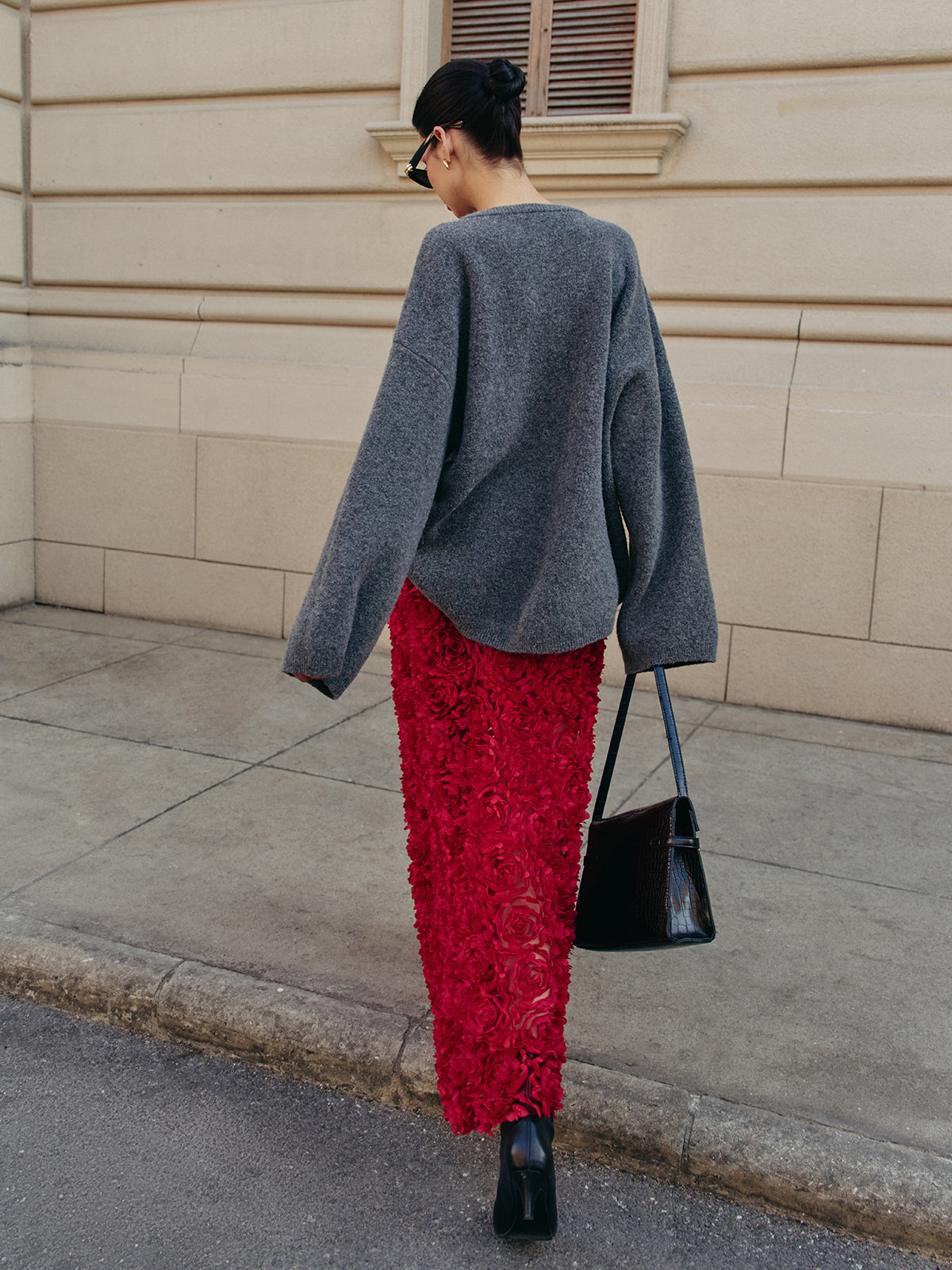 Yün Karışımlı Oversize Düz Triko Kazak