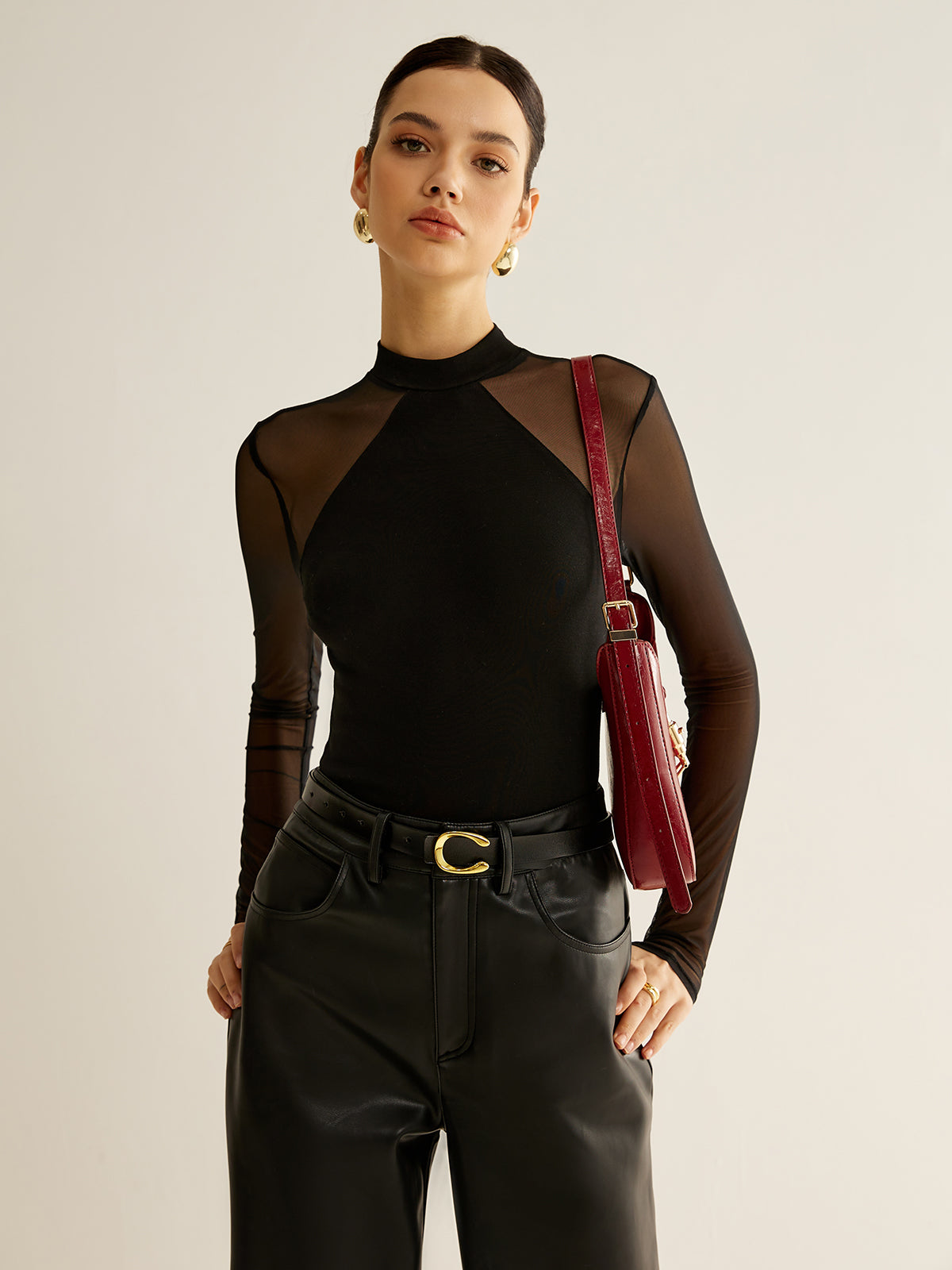 Transparan Uzun Kollu Jarse Üst