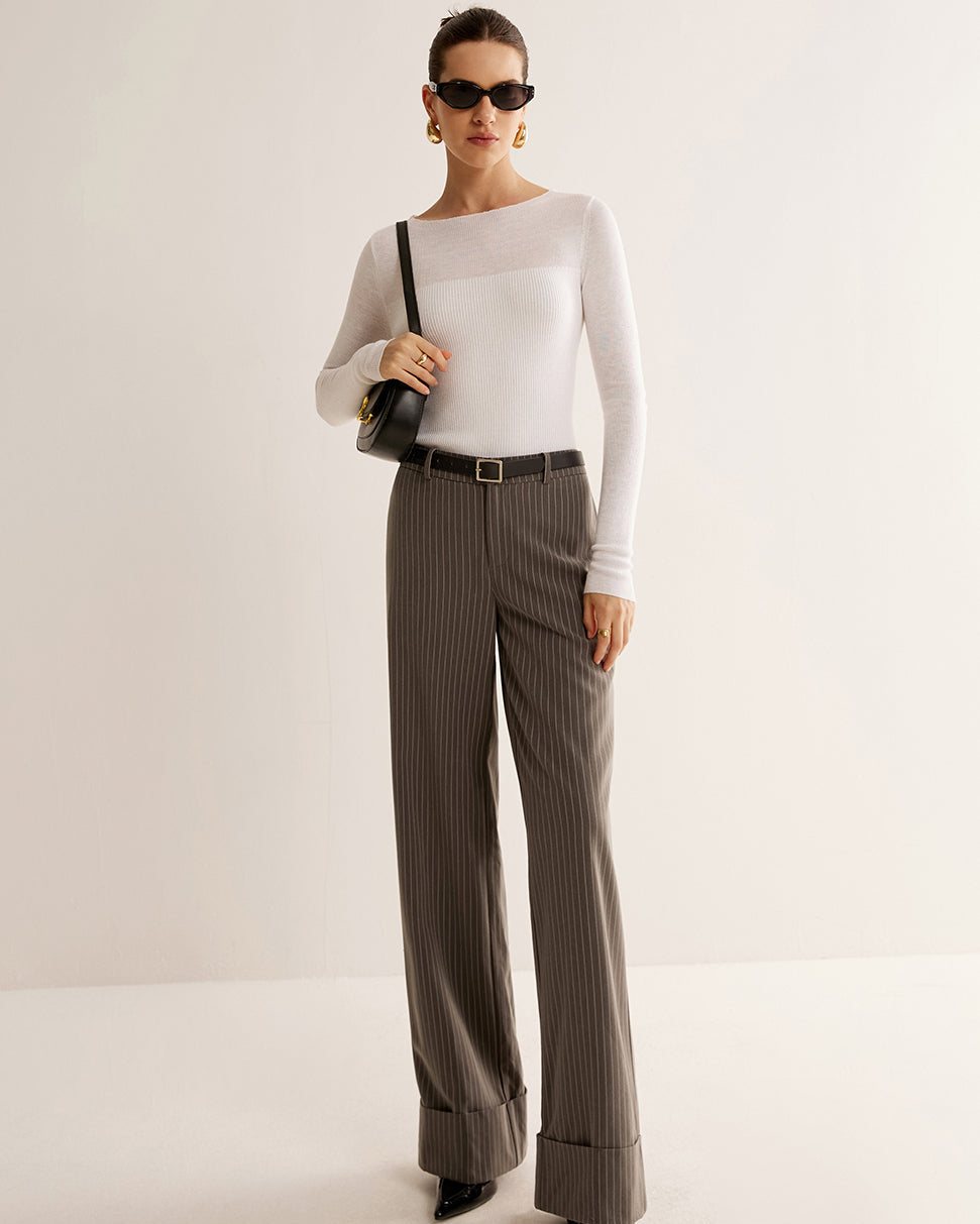 Yün Karışımlı Panelli Dar Triko Kazak