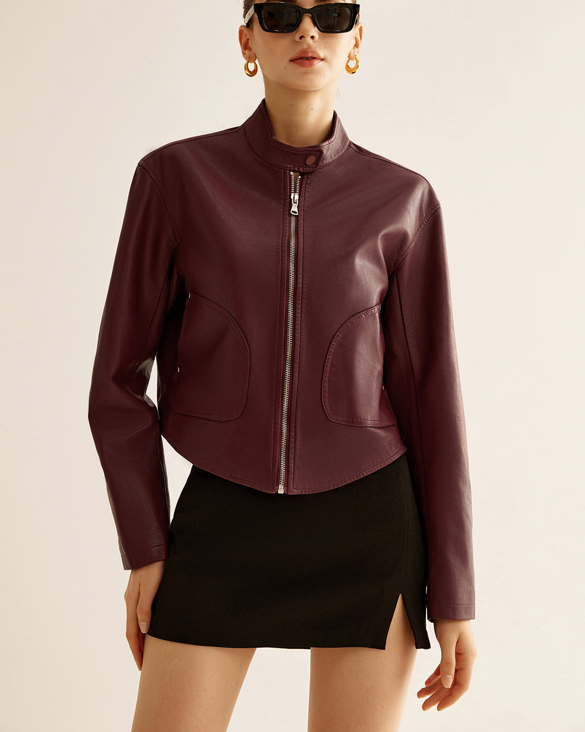 Çok Yönlü Fermuarlı Suni Deri Ceket