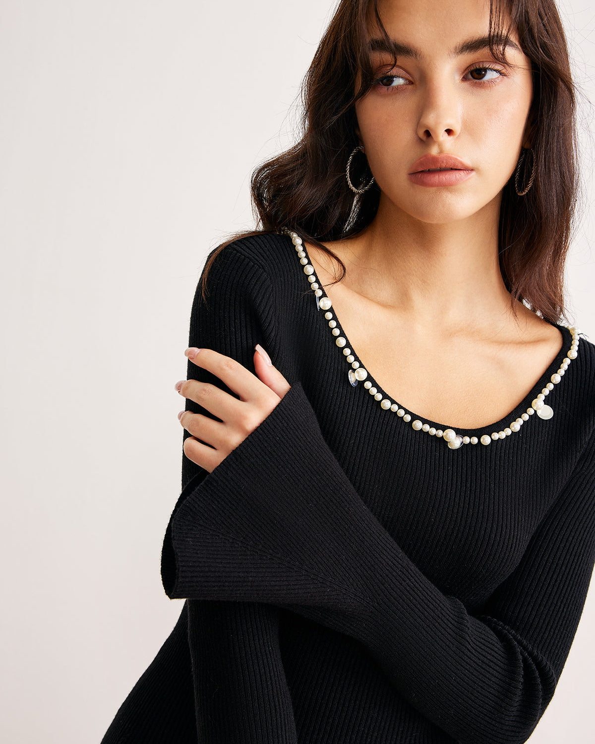 İnci Kenarlı Çan Kollu İnce Kazak