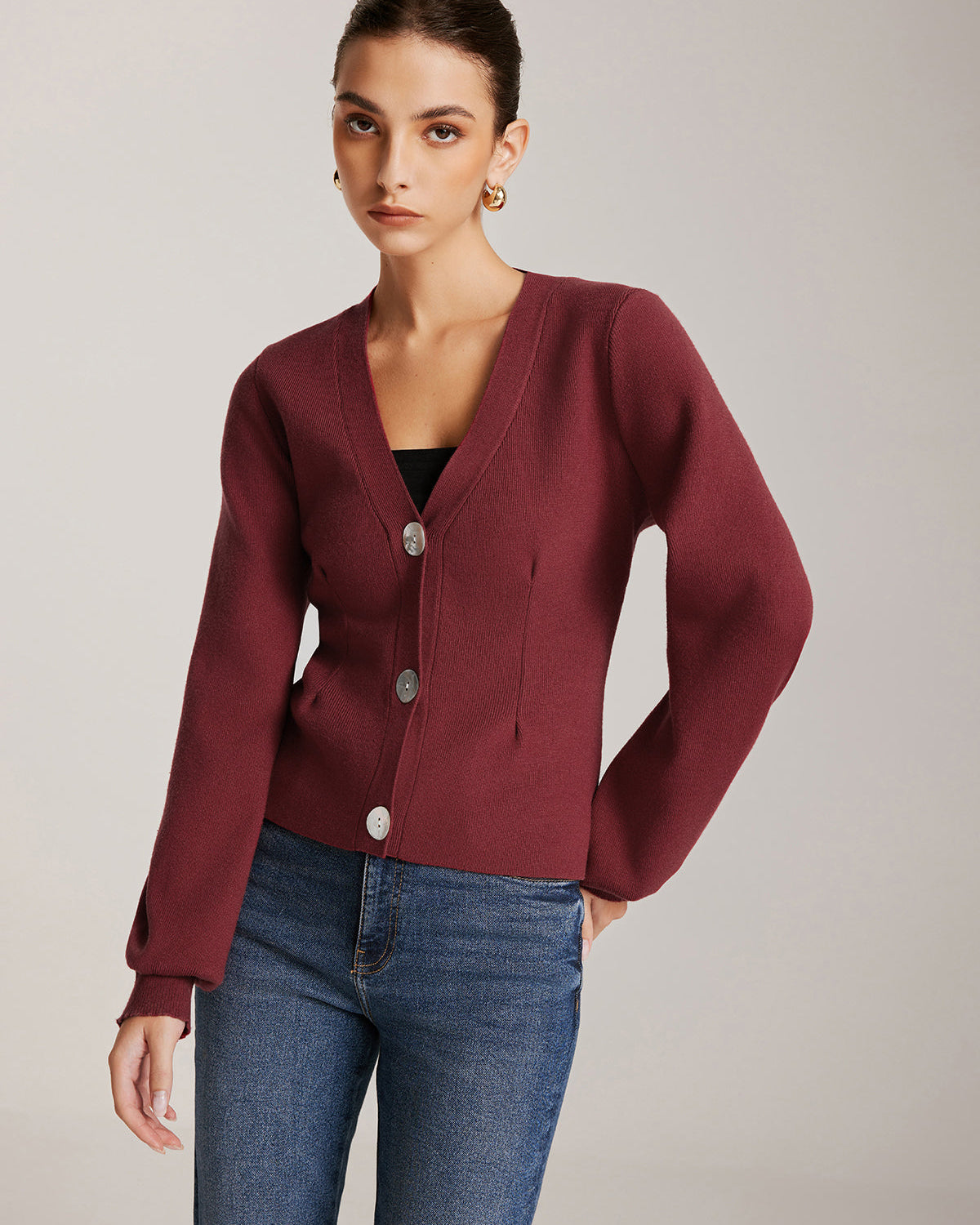 Volan Kol Düğmeli Hırka