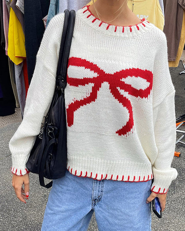 Kontrast Biyeli Fiyonk Detaylı Kazak