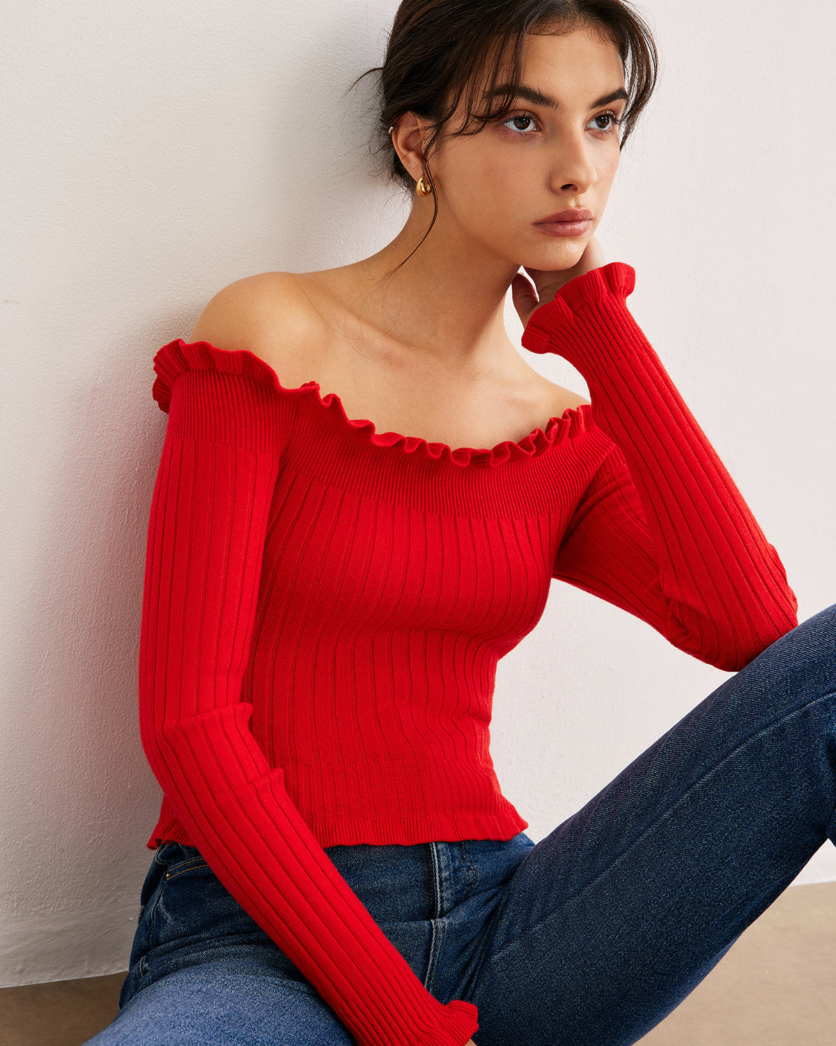 Straplez Marul Yaka Kazak Bluz