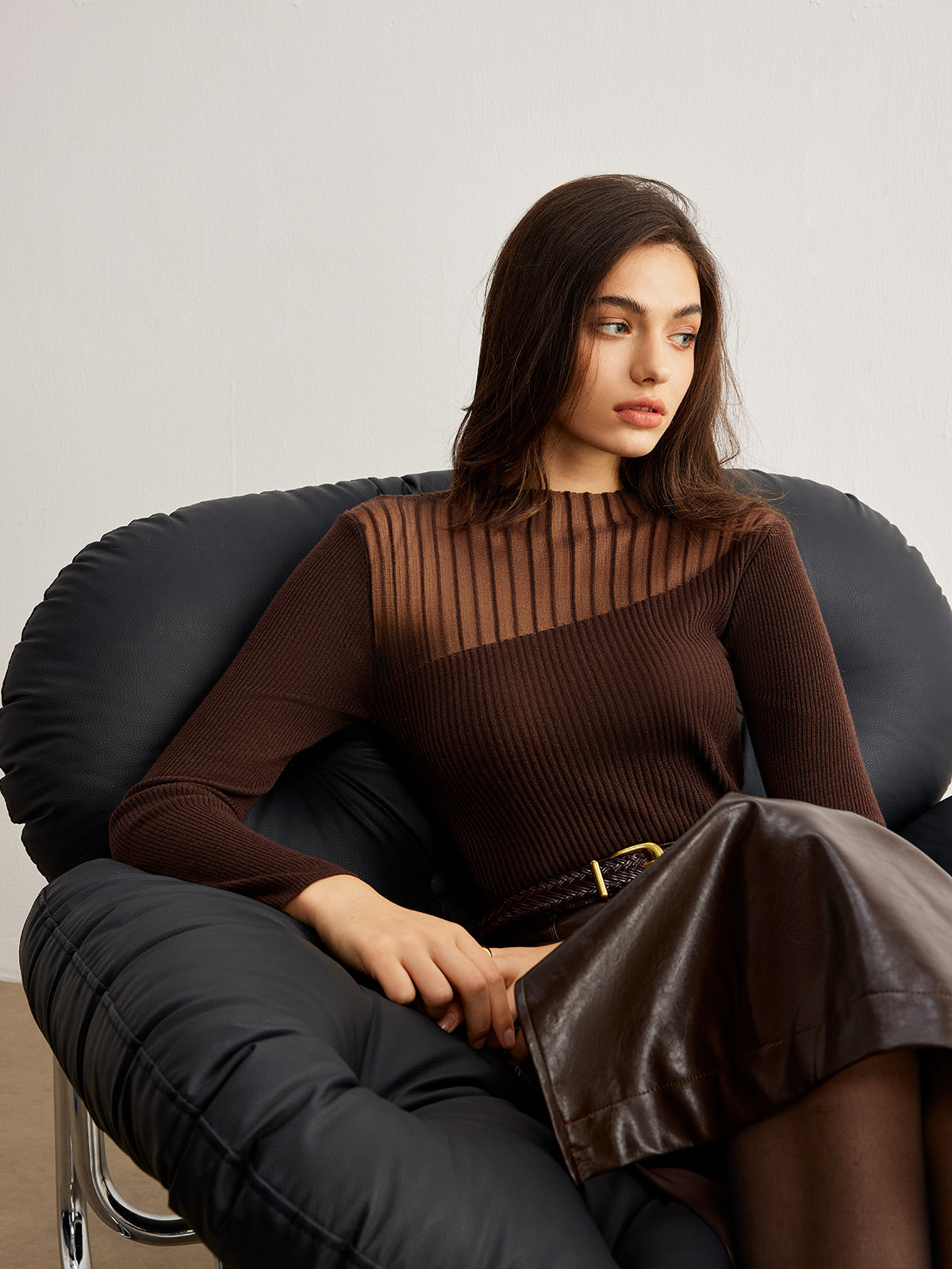 Retro Yün Karışımlı Panel Detaylı Dar Kazak