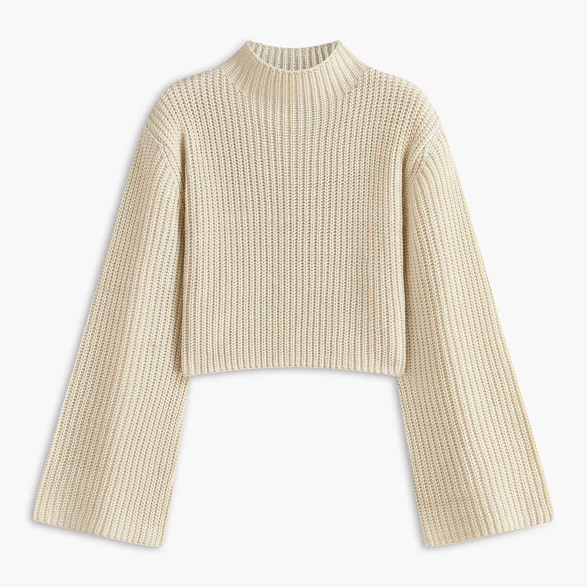 Yün Karışımlı Volan Kol Kısa Rahat Kesim Kazak