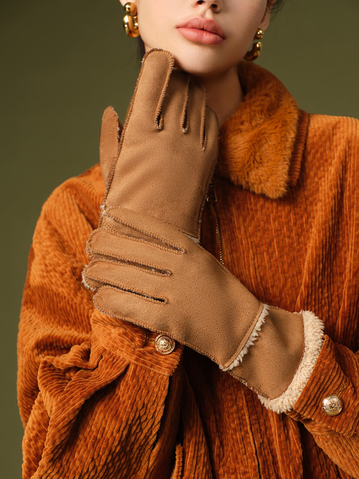 Fonksiyonel Kuzu Yünü Süet Eldiven