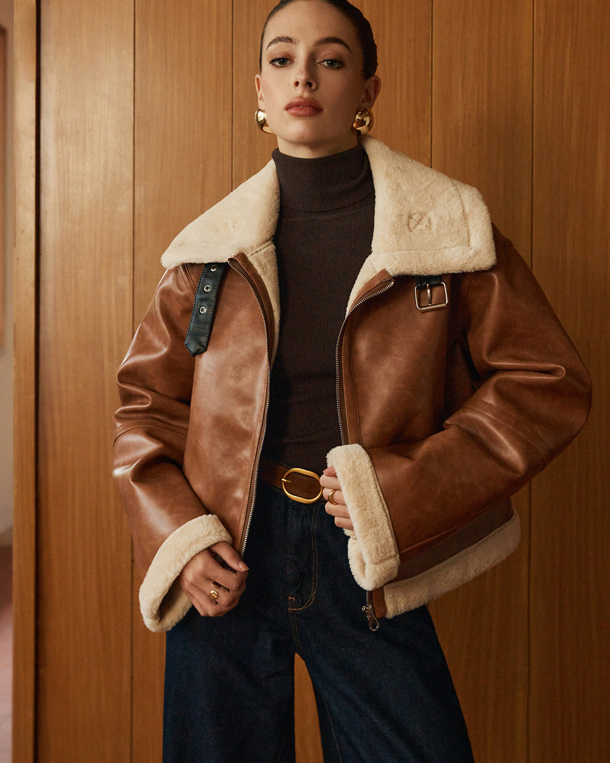 Minky Suni Deri Fermuarlı Ceket