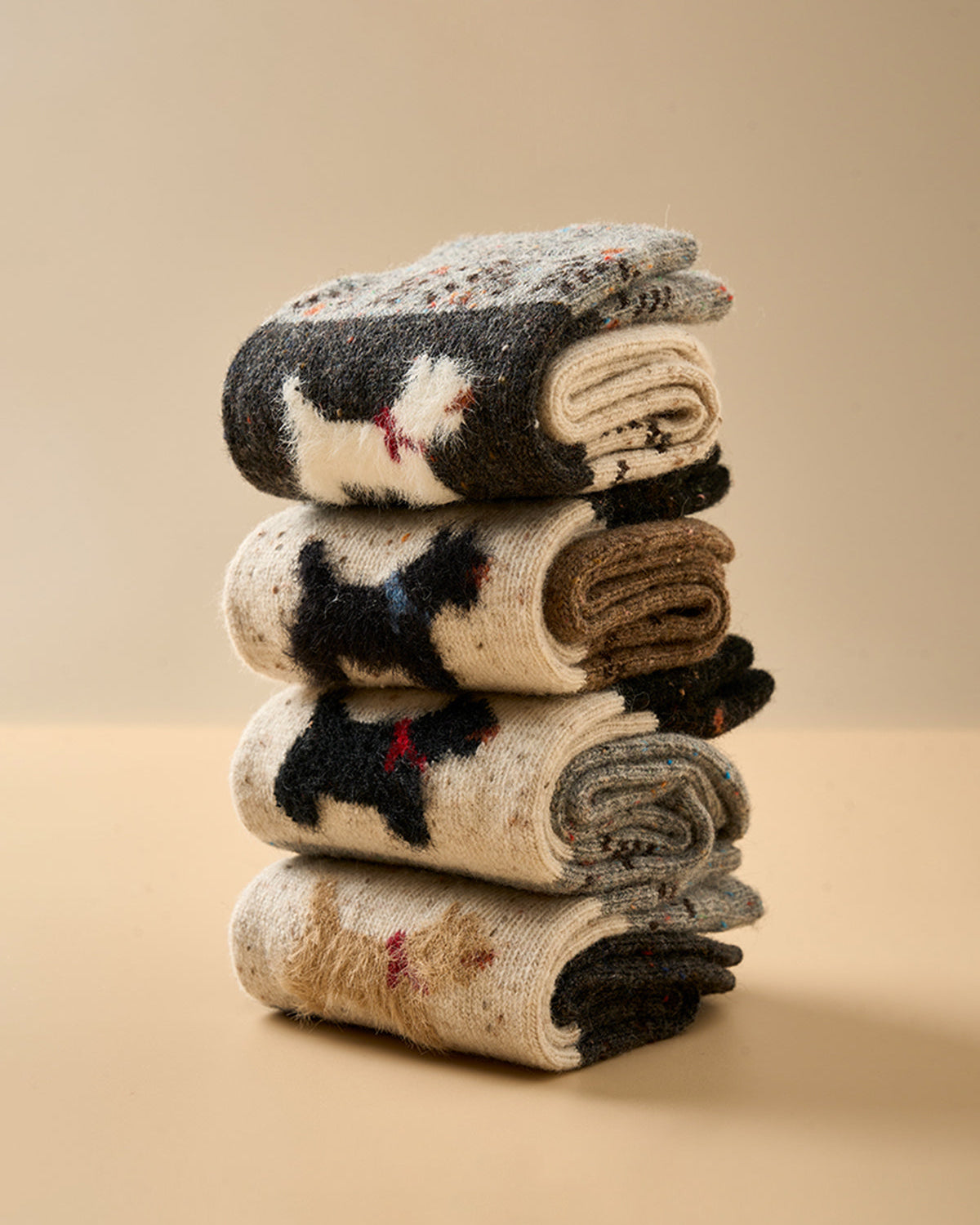 1 Çift Köpek Desenli Yün Çorap