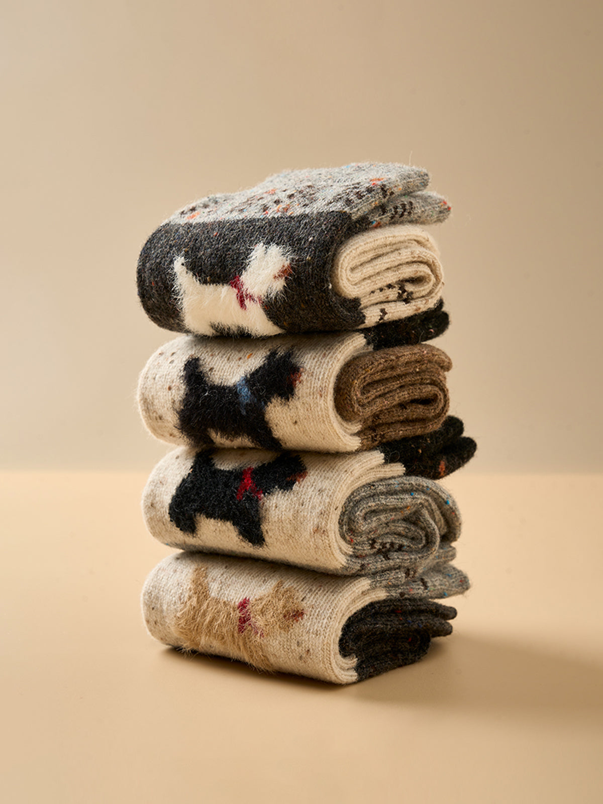 1 Çift Köpek Desenli Yün Çorap