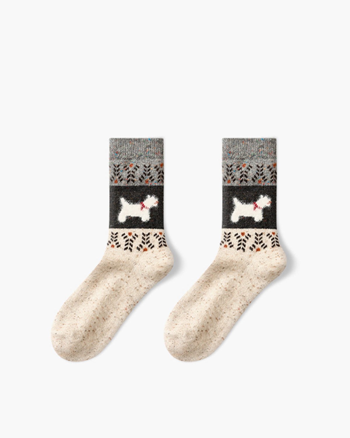 1 Çift Köpek Desenli Yün Çorap