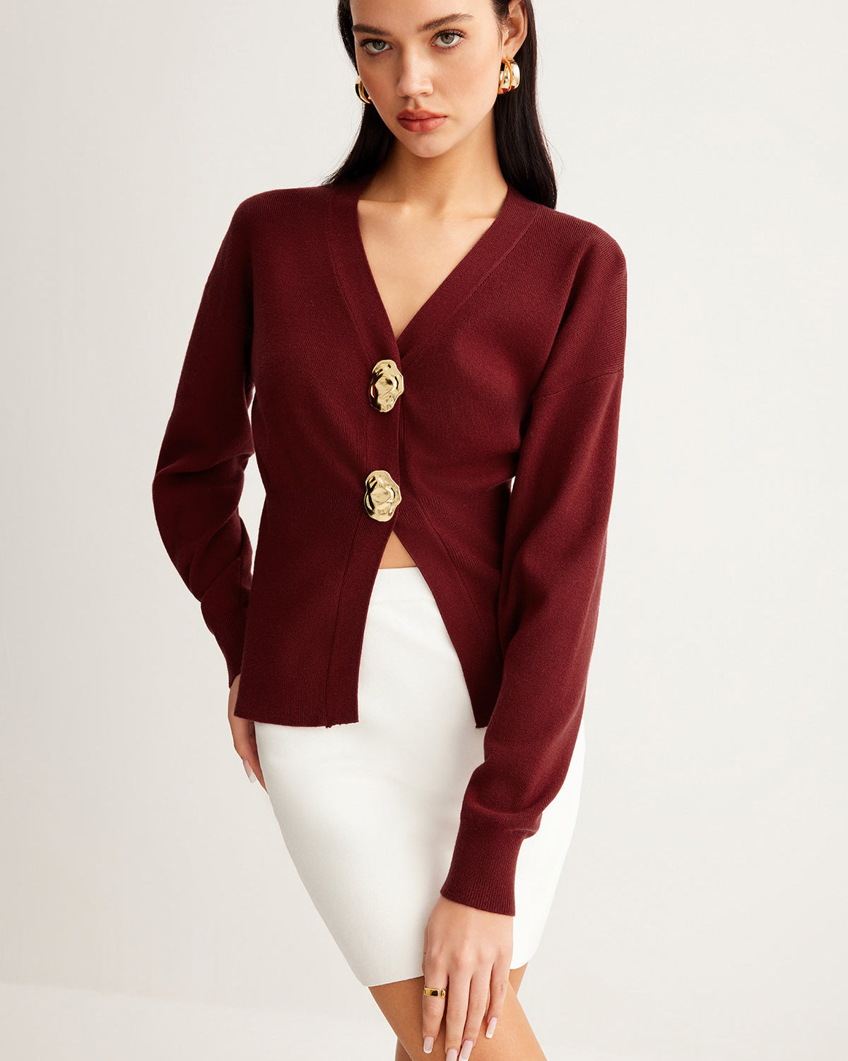 Metal Düğmeli Bölünmüş Küçük Kazak