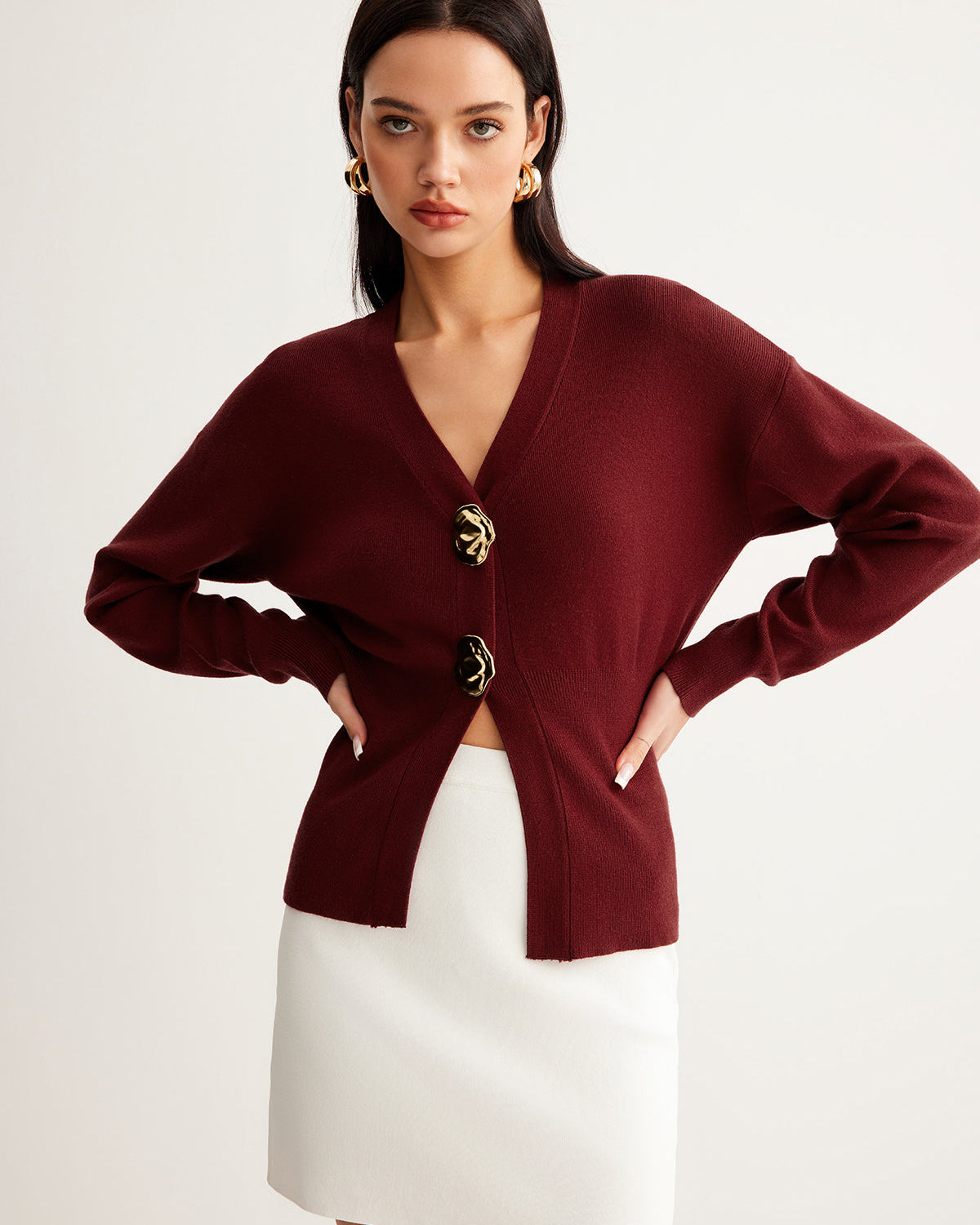 Metal Düğmeli Bölünmüş Küçük Kazak