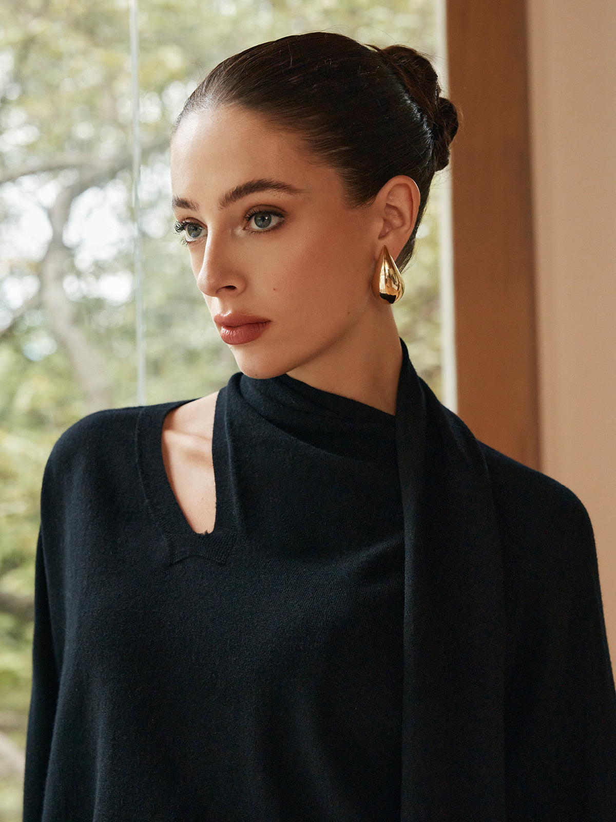 Minimalist Yün Karışımlı Atkılı Kazak