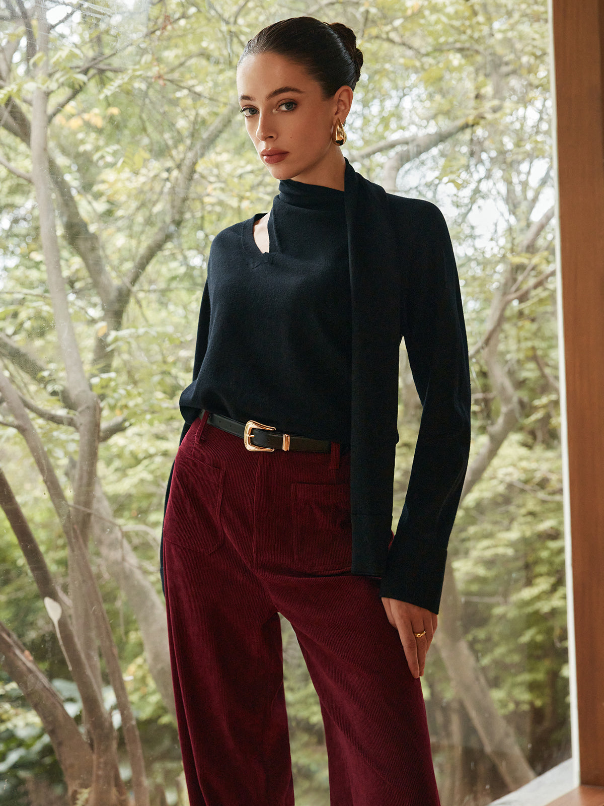 Minimalist Yün Karışımlı Atkılı Kazak