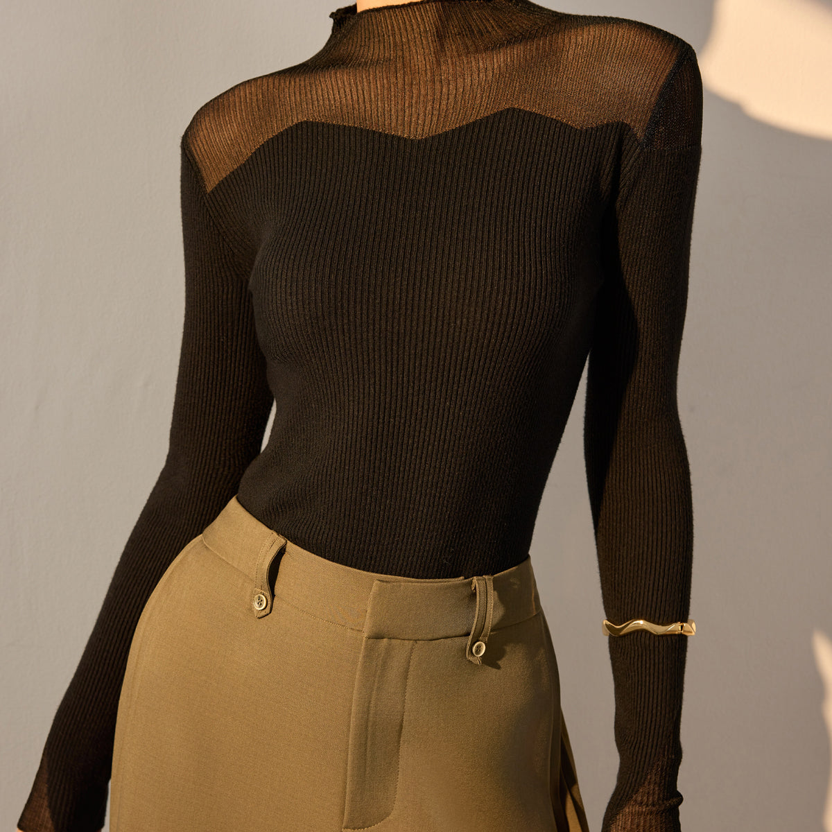 Balıkçı Yaka Örgü Panel İnce Kazak