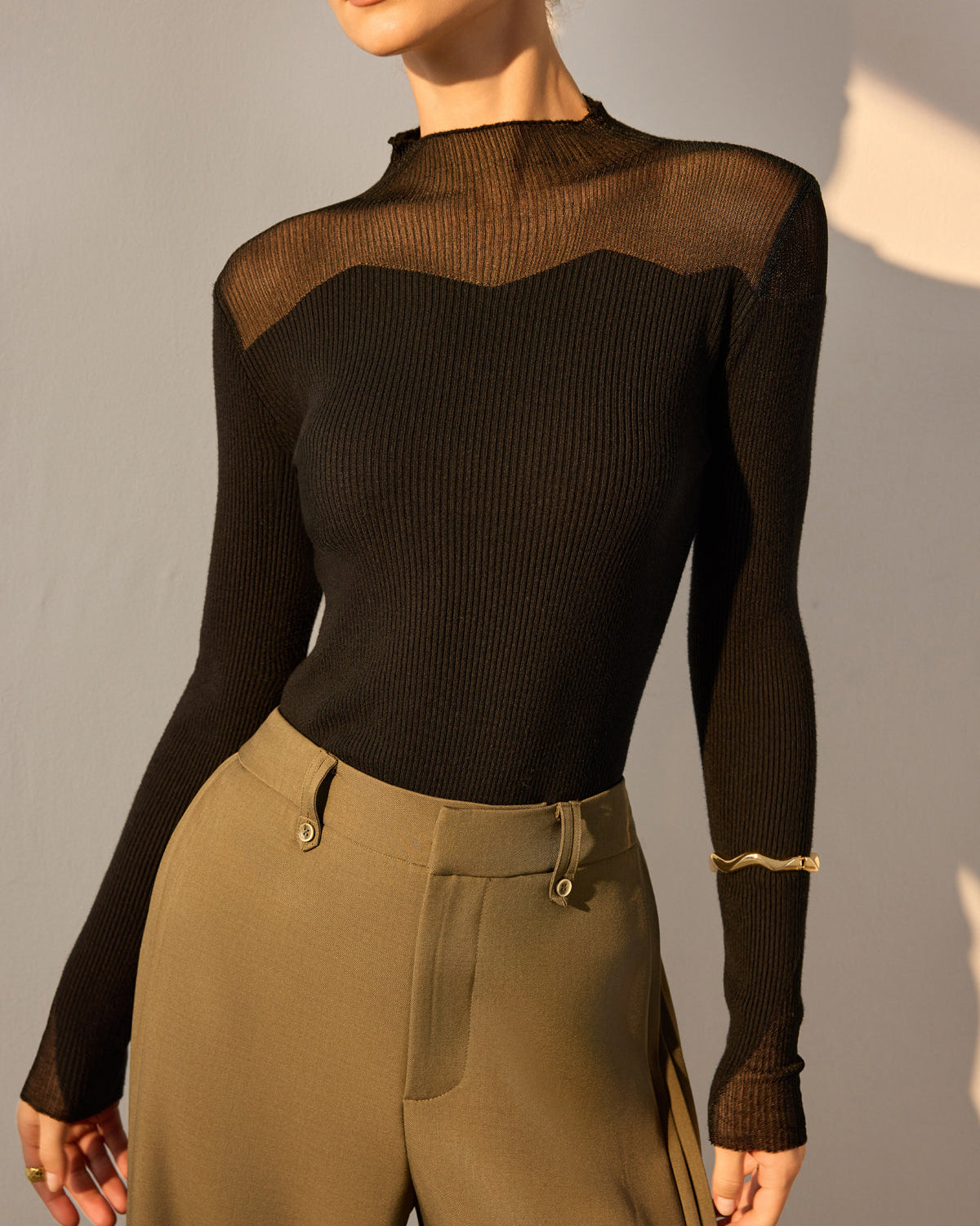 Balıkçı Yaka Örgü Panel İnce Kazak