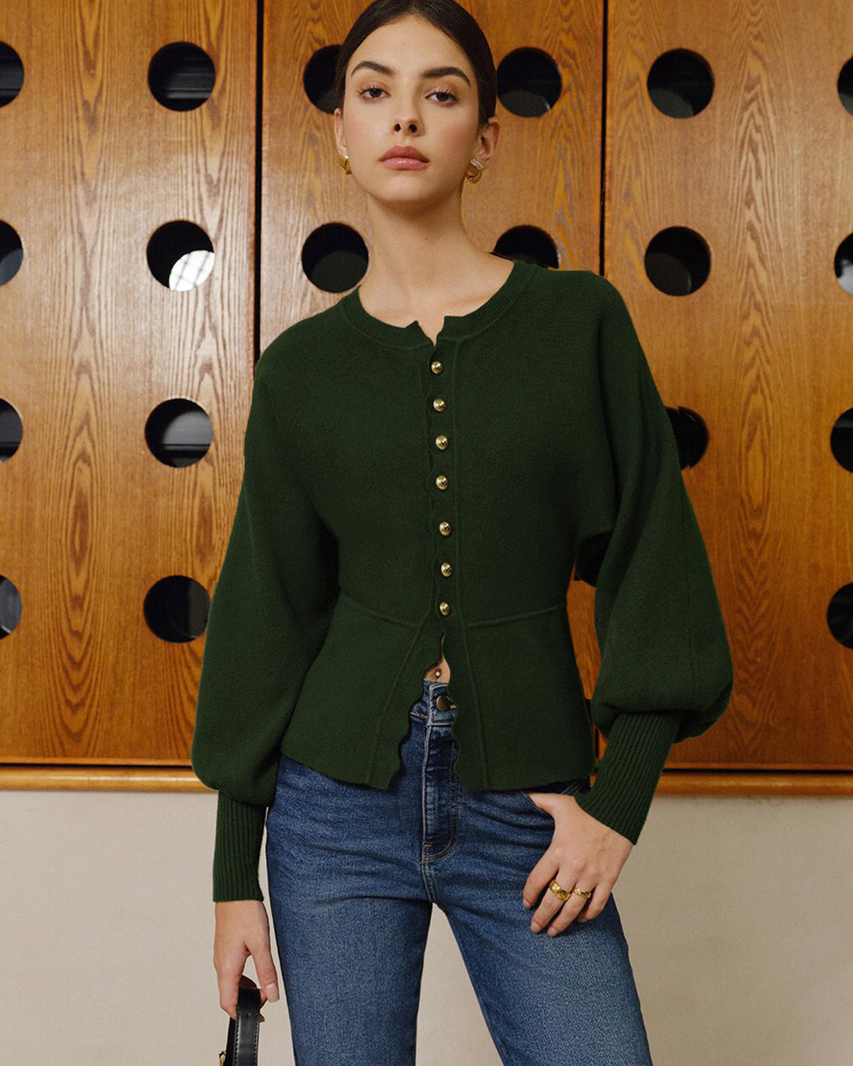 Dalga Biyeli Kuzu Kol Triko Bluz