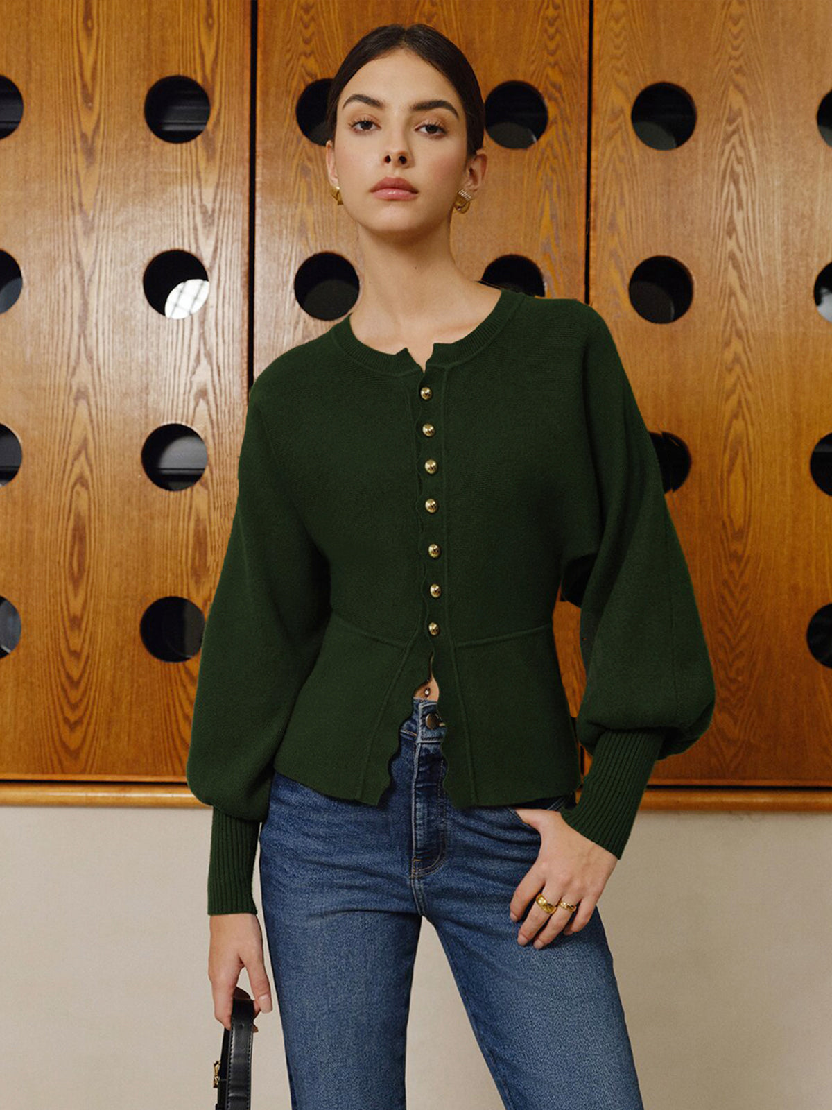 Dalga Biyeli Kuzu Kol Triko Bluz