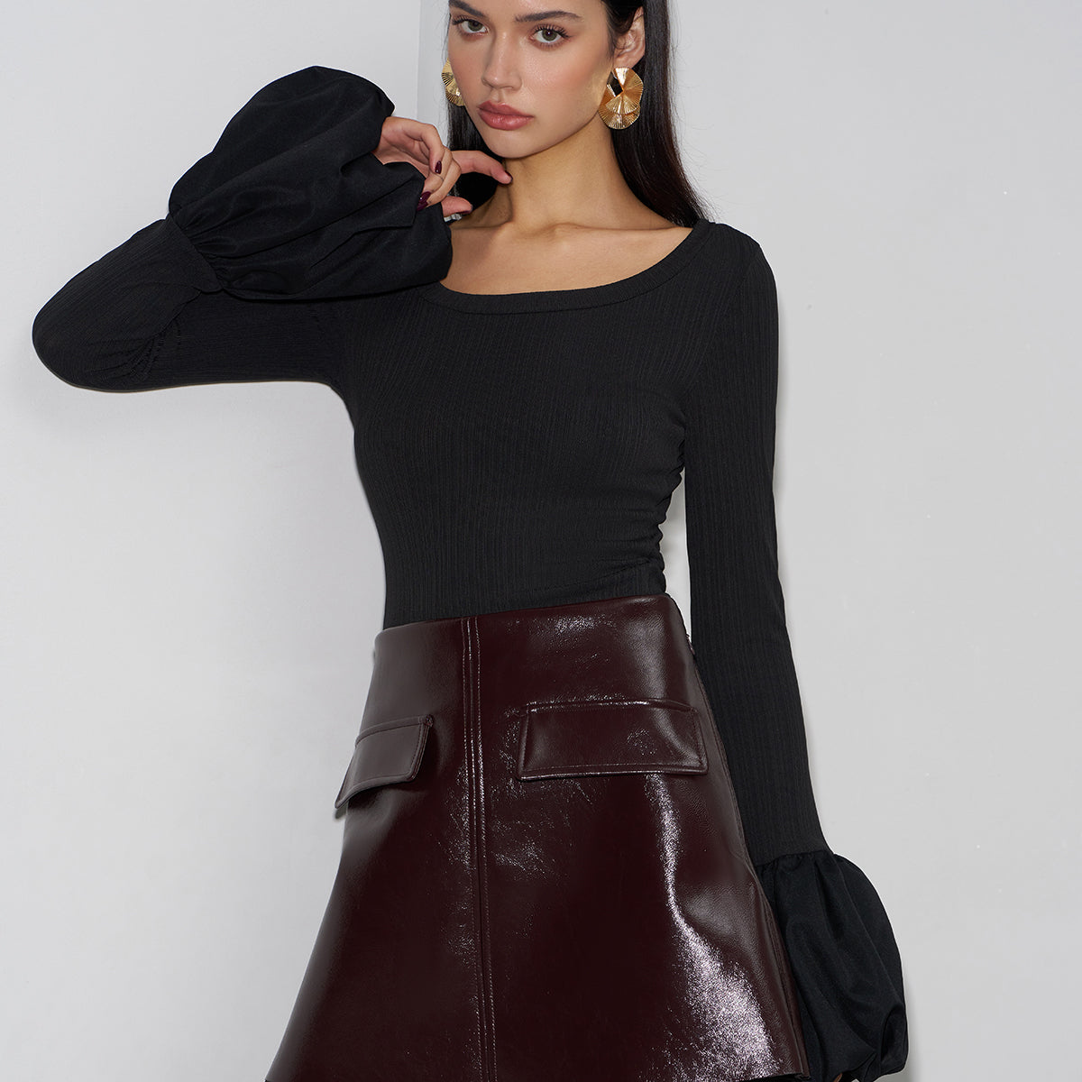 Tomurcuk Manşet Detaylı Dar Kesim Tişört