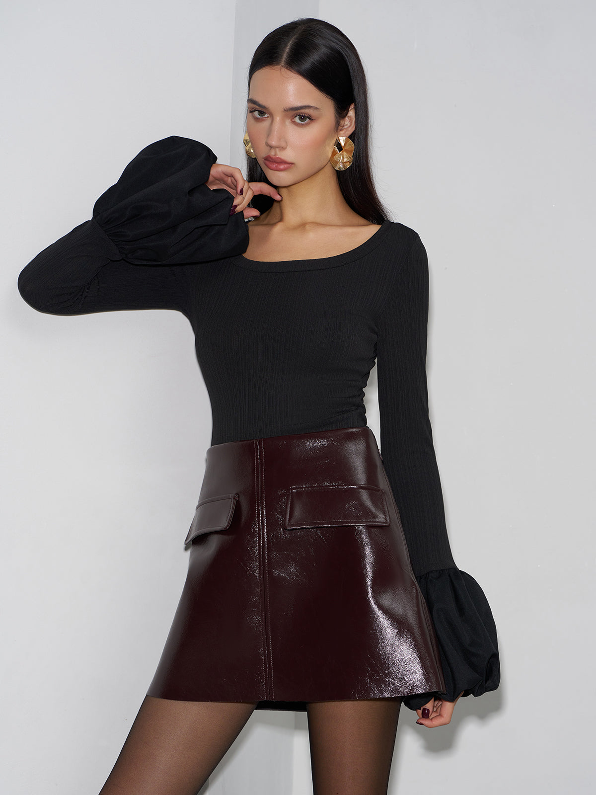 Tomurcuk Manşet Detaylı Dar Kesim Tişört