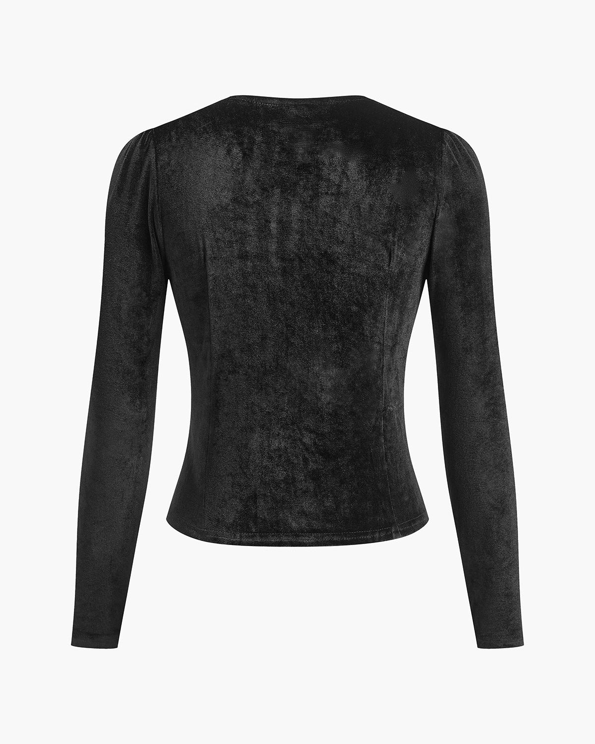 Kadife Yırtmaç Düğmeli Bluz