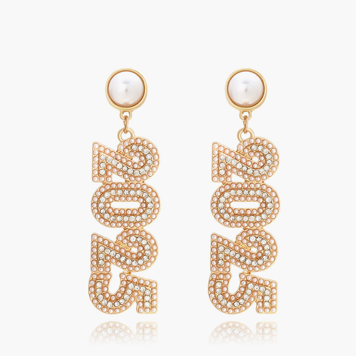 Taş İşlemeli 2025 Yeni Yıl Sarkan Küpe