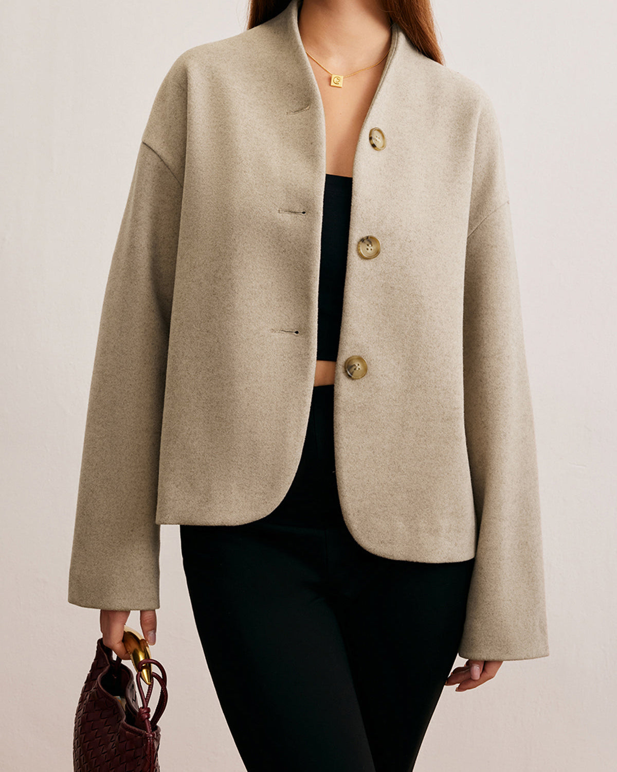 Minimalist Düz Kesim Düğmeli Hırka